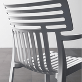Contemporary Slatted Outdoor Dining Chair – Stackable Armchair for Patio, Café & Restaurant - StoolTopia