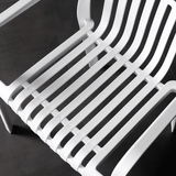 Contemporary Slatted Outdoor Dining Chair – Stackable Armchair for Patio, Café & Restaurant - StoolTopia