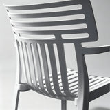 Contemporary Slatted Outdoor Dining Chair – Stackable Armchair for Patio, Café & Restaurant - StoolTopia