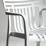 Contemporary Slatted Outdoor Dining Chair – Stackable Armchair for Patio, Café & Restaurant - StoolTopia