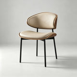 Contemporary Walnut and Black Leather Dining Chair - Stylish Comfort for Modern Interiors - StoolTopia