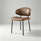 Contemporary Walnut and Black Leather Dining Chair - Stylish Comfort for Modern Interiors - StoolTopia
