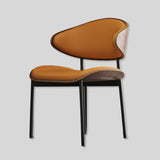 Contemporary Walnut and Black Leather Dining Chair - Stylish Comfort for Modern Interiors - StoolTopia