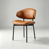 Contemporary Walnut and Black Leather Dining Chair - Stylish Comfort for Modern Interiors - StoolTopia