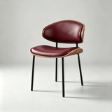 Contemporary Walnut and Black Leather Dining Chair - Stylish Comfort for Modern Interiors - StoolTopia