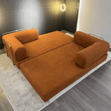 Convertible Corduroy Sofa Bed with Stainless Steel Frame - StoolTopia