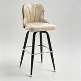Swivel Bar Stool – Oil-Wax Leather, Metal Frame & Solid Wood Panels