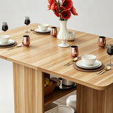 Foldable Drop Leaf Dining Table with Storage Shelves & Wheels