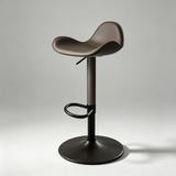 Saddle Leather Bar Stool - Swivel and Height Adjustable Kitchen Island Seat
