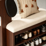 Dog-Shaped Solid Wood Shoe Storage Bench with Leather Cushion | Entryway Seating with Shelves - StoolTopia