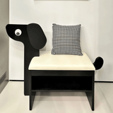 Dog - Shaped Solid Wood Shoe Storage Bench with Leather Cushion | Entryway Seating with Shelves - StoolTopia