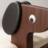 Dog-Shaped Solid Wood Shoe Storage Bench with Leather Cushion | Entryway Seating with Shelves - StoolTopia