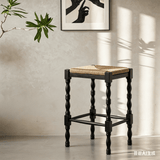 Dorchester Square Counter Stool | Solid Wood & Handwoven Rush Seat - StoolTopiaCounter Stool