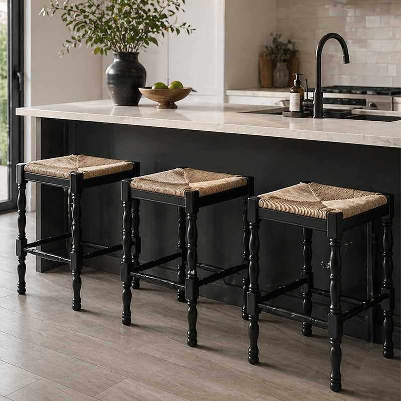 Dorchester Rustic Counter Stool – Solid Wood & Rush Seat | StoolTopia