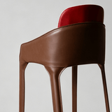 Dual-Tone Italian Modern Bar Stool – Saddle Leather Counter Chair for Kitchens, Bars & Cafés - StoolTopia
