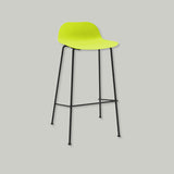 Modern High Bar Stool with Textured Seat and Metal Frame