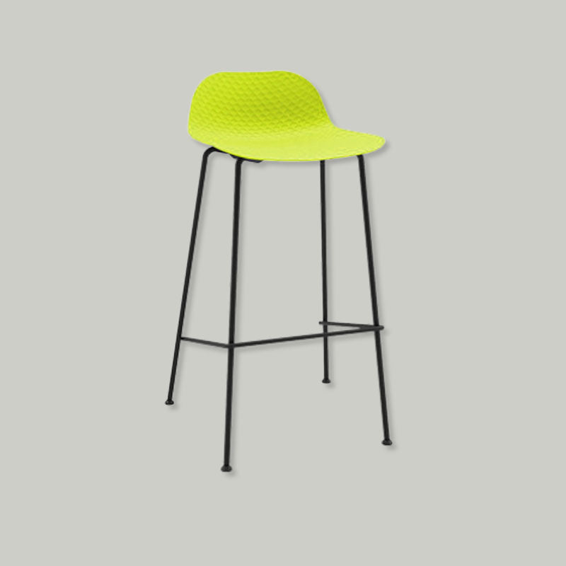 Modern High Bar Stool with Textured Seat and Metal Frame