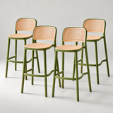Sgabello da bar nordico in rattan PP – Capacità 300 kg, per interni ed esterni, 65/75 cm