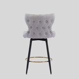 Elegant Velvet Upholstered Bar Stool with Gold Accents - StoolTopia