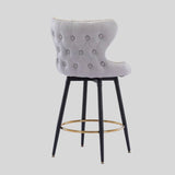 Elegant Velvet Upholstered Bar Stool with Gold Accents - StoolTopia