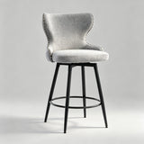 Elegant Velvet Upholstered Bar Stool with Gold Accents - StoolTopia