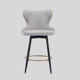 Elegant Velvet Upholstered Bar Stool with Gold Accents - StoolTopia