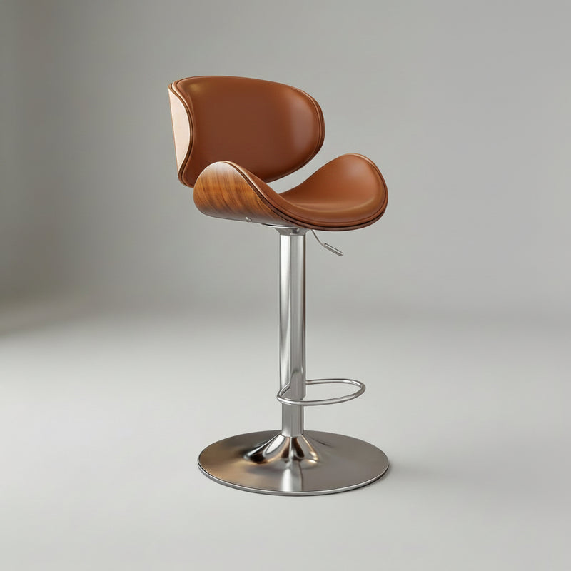Ergonomic Leather Swivel Bar Stool - Adjustable Height | StoolTopia