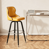 European Swivel Bar Stools Metal Wooden Modern Counter Designer Bar Chair - StoolTopia