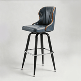 European Swivel Bar Stools Metal Wooden Modern Counter Designer Bar Chair - StoolTopia