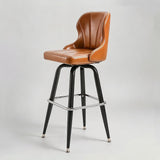 European Swivel Bar Stools Metal Wooden Modern Counter Designer Bar Chair - StoolTopia