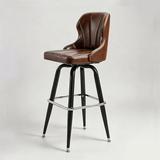 European Swivel Bar Stools Metal Wooden Modern Counter Designer Bar Chair - StoolTopia