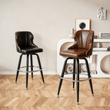 European Swivel Bar Stools Metal Wooden Modern Counter Designer Bar Chair - StoolTopia