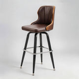 European Swivel Bar Stools Metal Wooden Modern Counter Designer Bar Chair - StoolTopia