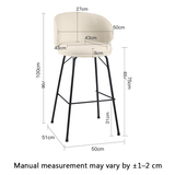 Fashionable Bar Chair Nordic Iron High Stool Bar Front Desk High Chair with Backrest Counter Height Barstool - StoolTopia