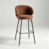 Fashionable Bar Chair Nordic Iron High Stool Bar Front Desk High Chair with Backrest Counter Height Barstool - StoolTopia