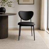 Faux Leather Dining Chair with Curved Back - Black Frame - StoolTopia