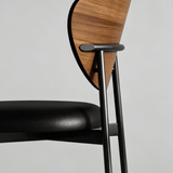 Faux Leather Dining Chair with Curved Back - Black Frame - StoolTopia