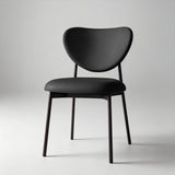 Faux Leather Dining Chair with Curved Back - Black Frame - StoolTopia