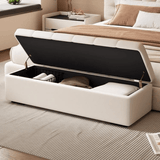 Faux Leather Storage Ottoman Bench - Padded Lift - Top Seat for Bedroom, Entryway & Living Room - StoolTopiaFurniture