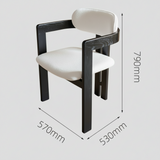 Black Frame Dining Chair with Plush Beige Upholstery and Contemporary Design