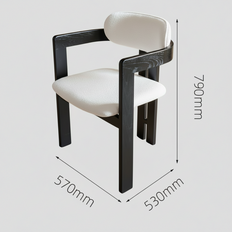 Black Frame Dining Chair with Plush Beige Upholstery and Contemporary Design