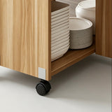 Foldable Drop Leaf Dining Table with Storage Shelves & Wheels - StoolTopia