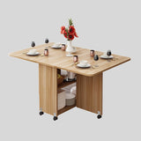 Foldable Drop Leaf Dining Table with Storage Shelves & Wheels – Space - Saving Convertible Table for Small Apartments - StoolTopia