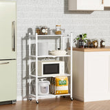 Foldable Metal Storage Shelf with Wheels – 4 - Tier Heavy - Duty Rolling Rack for Kitchen, Office, Living Room, or Garage - StoolTopia
