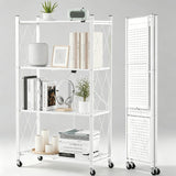 Foldable Metal Storage Shelf with Wheels – 4-Tier Heavy-Duty Rolling Rack for Kitchen, Office, Living Room, or Garage - StoolTopia