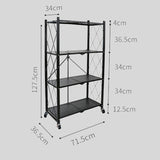 Foldable Metal Storage Shelf with Wheels – 4 - Tier Heavy - Duty Rolling Rack for Kitchen, Office, Living Room, or Garage - StoolTopia