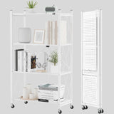 Foldable Metal Storage Shelf with Wheels – 4 - Tier Heavy - Duty Rolling Rack for Kitchen, Office, Living Room, or Garage - StoolTopia