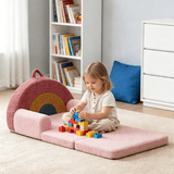 Foldable Rainbow Kids Sofa Bed, Soft Teddy Fleece Toddler Chair - StoolTopia
