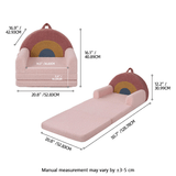 Foldable Rainbow Kids Sofa Bed, Soft Teddy Fleece Toddler Chair - StoolTopia