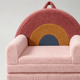 Foldable Rainbow Kids Sofa Bed, Soft Teddy Fleece Toddler Chair - StoolTopia